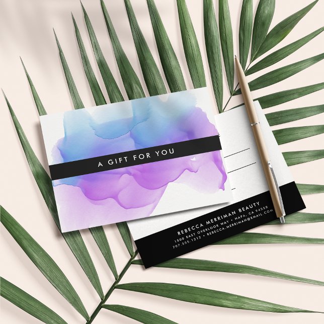 Carte Boulot d'aquarelle Indigo | Certificat cadeau (Créateur téléchargé)