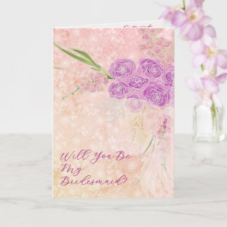 Carte Bouquet à l'arc rose de coucher de soleil, demoise