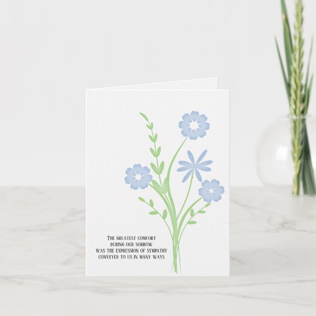 Carte bouquet bleu sympathie merci (Devant)