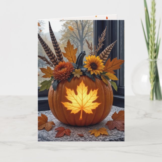 Carte Bouquet Citrouille d'automne (Devant)