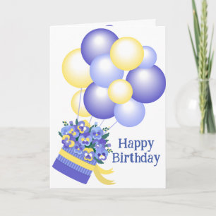 Carte Bouquet d'anniversaire Balloons Pansy Garden Fleur