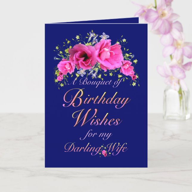 Carte Bouquet d'anniversaire de femme de fleurs et de dé (Orchidée)