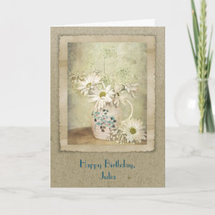 Carte Bouquet d'anniversaire de la marguerite vintage