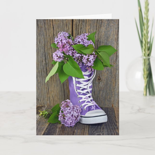 Carte Bouquet d'anniversaire de Lilac en Basket (Devant)