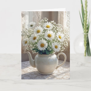 Carte Bouquet d'anniversaire de marguerites dans une ant