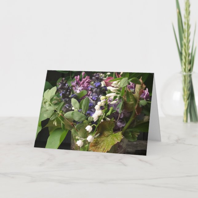 Carte Bouquet d'anniversaire du muguet et de lilas (Devant)