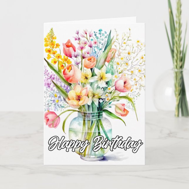 Carte Bouquet D'Aquarelle De Fleurs (Devant)