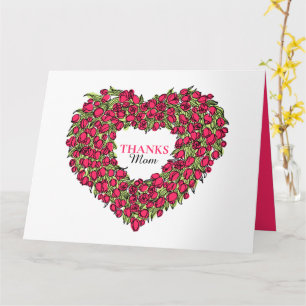 Carte Bouquet de coeur de fleurs tuilp art encré Fête de