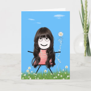 Carte Bouquet de fête des mères Stick Girl avec amie Dai