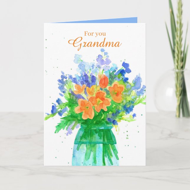 Carte Bouquet de fleur de grand-maman de joyeux (Devant)