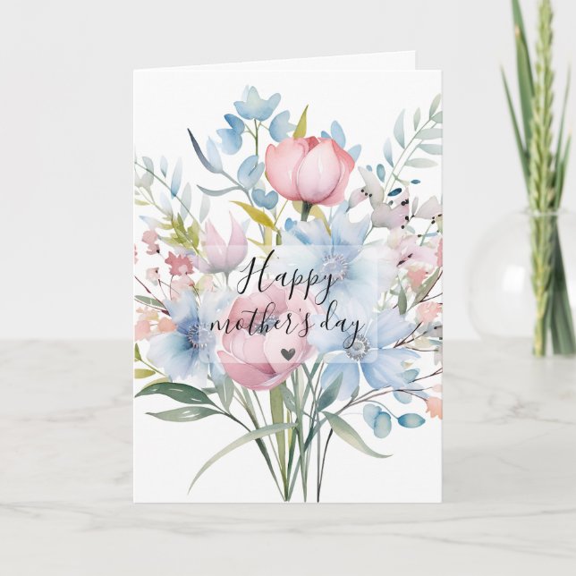 Carte Bouquet de fleurs aquarelle Fête des mères  (Devant)