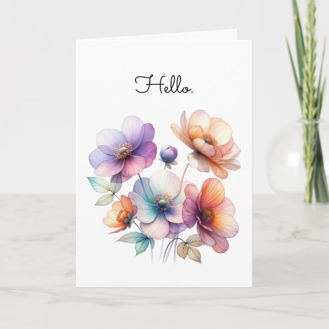 Carte Bouquet de Fleurs aquarelles Salutation (Devant)