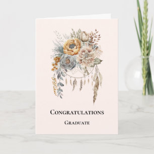 Carte Bouquet de fleurs Boho et Dreamcatcher Graduation