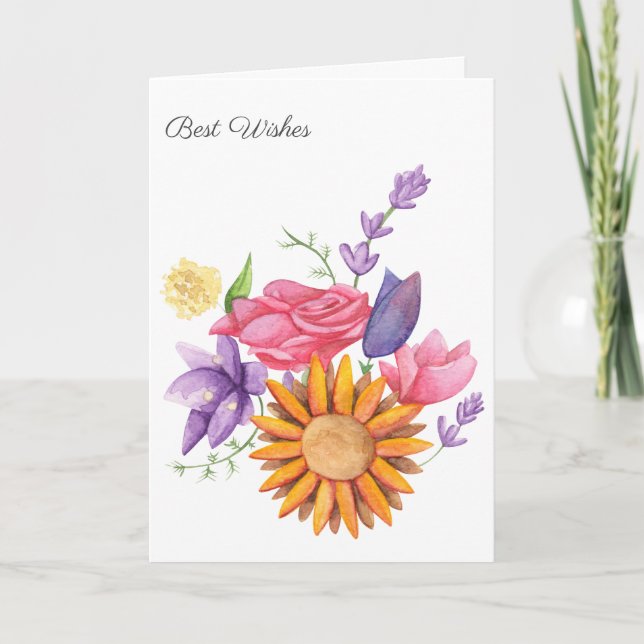 Carte Bouquet de fleurs d'aquarelle illustrées Meilleurs (Devant)