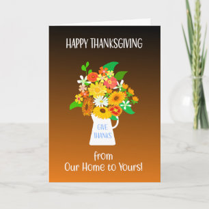Carte Bouquet de fleurs de Thanksgiving Notre maison à v