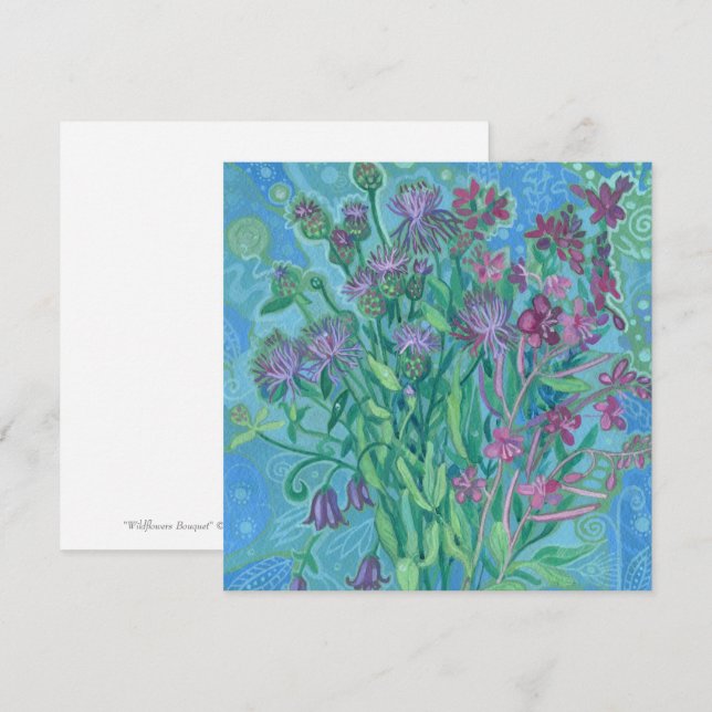 Carte Bouquet de fleurs d'été fleur sauvage peinture flo (Devant / Derrière)