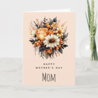 Bouquet de fleurs gris jaune orange Fête des mères