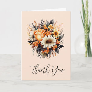Carte Bouquet de fleurs gris orange