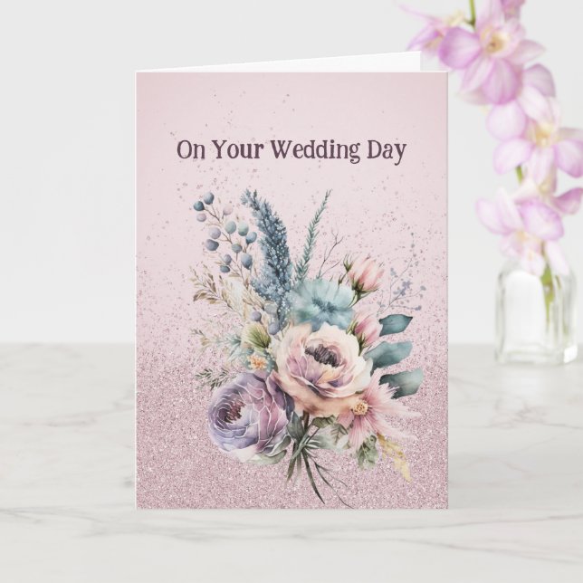 Carte Bouquet de Fleurs Mixtes Mariages Félicitations (Orchidée)