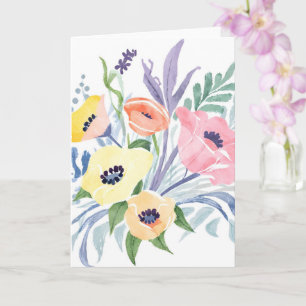 Carte Bouquet de fleurs printanières Aquarelle florale