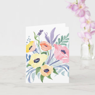 Carte Bouquet de fleurs printanières   Aquarelle florale