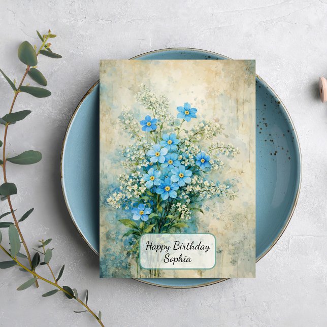 Carte Bouquet de fleurs sauvages bleues (Créateur téléchargé)