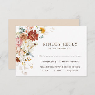 Carte Bouquet de jardin boho moderne Mariage RSVP