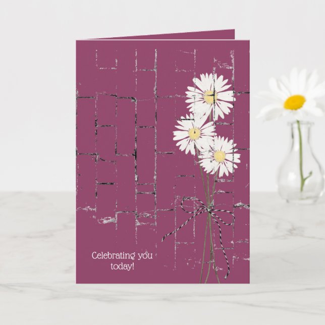 Carte bouquet de marguerite à l'anniversaire de la briqu (Petite plante)
