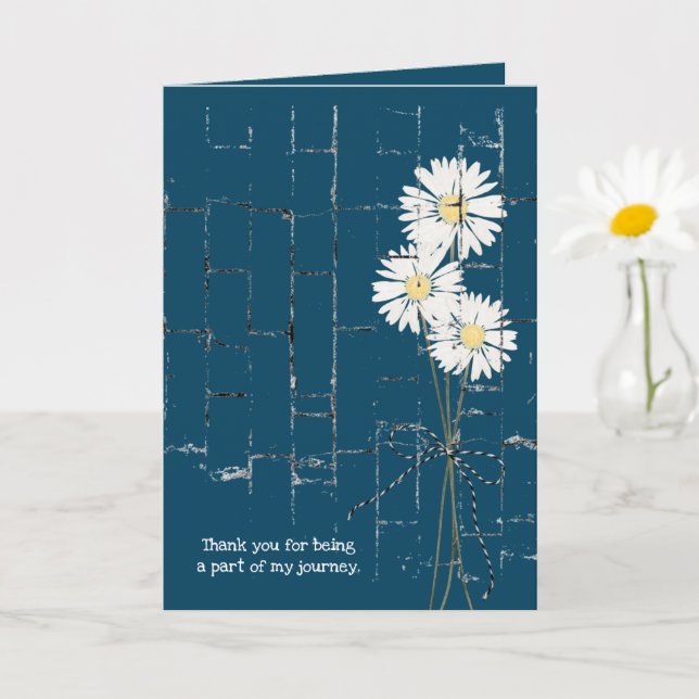 Carte bouquet de marguerite en brique bleue merci (Petite plante)