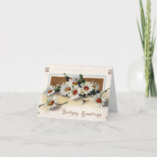 Carte Bouquet de marguerites blanches sur fond rétro
