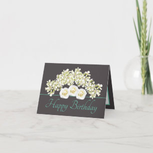 Carte Bouquet de menthe grise Orchidées Roses Joyeux ann
