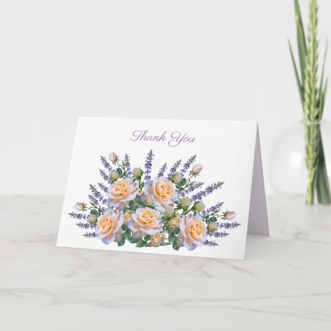 Carte Bouquet de Merci de fleurs violet et rose Personna (Devant)
