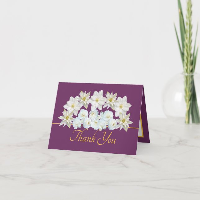 Carte Bouquet de Merci violet or joli blanc Fleurs (Devant)