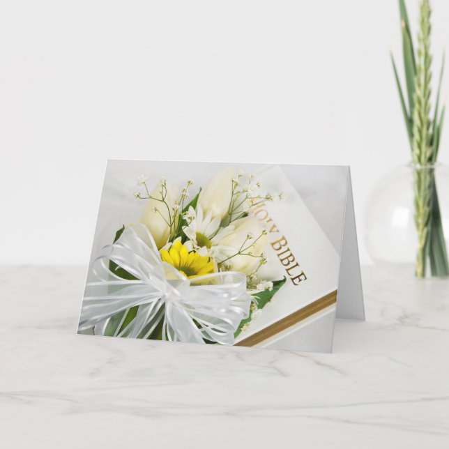 Carte Bouquet de nuptiale sur la Bible (Devant)