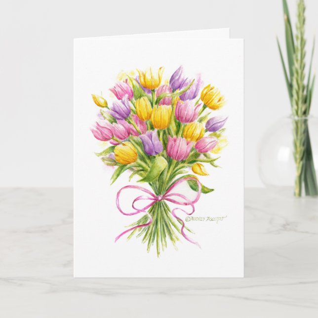 Carte Bouquet de Pâques Tulip Bright and Beautity Card (Devant)