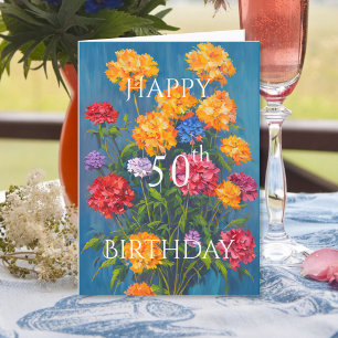Carte Bouquet de printemps rose jaune Carnation rouge