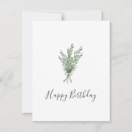 Carte Bouquet de romarin d'aquarelle avec bec de jute