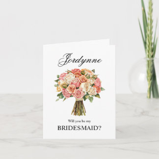 Carte Bouquet de Roses Corail et Blush Proposition Demoi