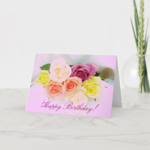 Carte Bouquet de roses d'anniversaire