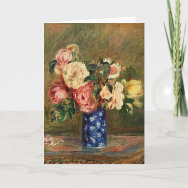 Carte Bouquet de Roses de Renoir Impressionniste Peintur (Devant)