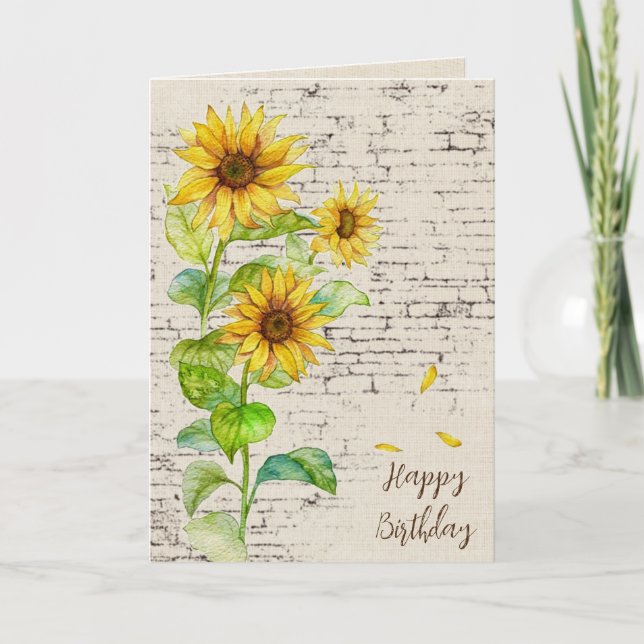 Carte Bouquet de tournesol Anniversaire en brique (Devant)