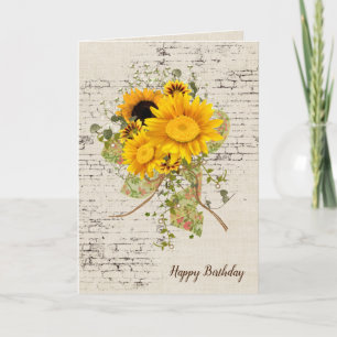 Carte Bouquet de tournesol en brique Anniversaire