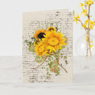 Carte Bouquet de tournesol en brique Anniversaire