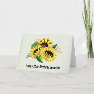Carte Bouquet de tournesol jaune en aquarelle