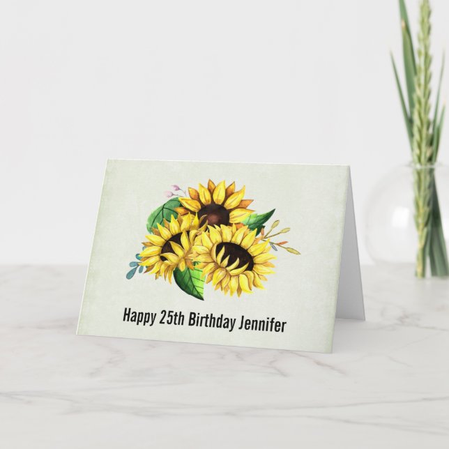 Carte Bouquet de tournesol jaune en aquarelle (Devant)