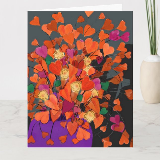 Carte Bouquet des coeurs Anniversaire (Devant)