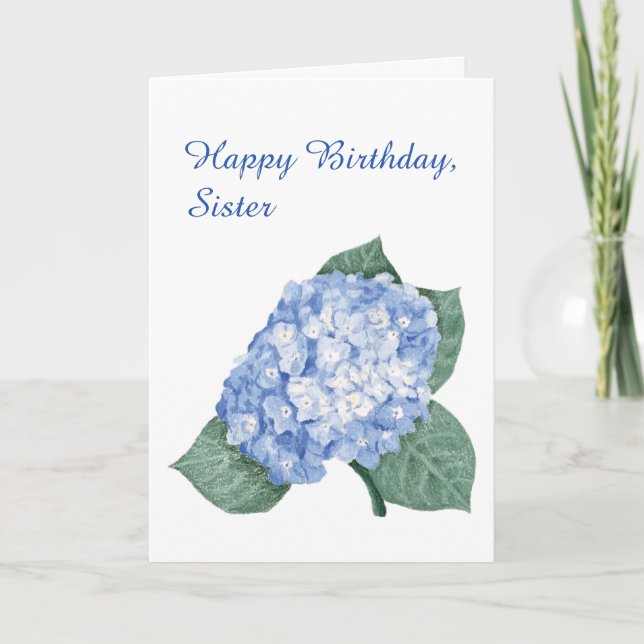 Carte Bouquet d'hortensias pour l'anniversaire d'une sœu (Devant)
