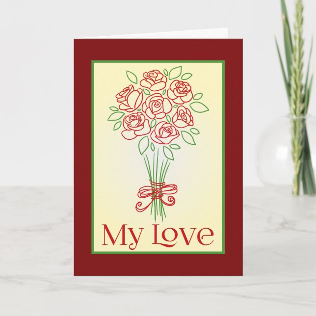 Carte Bouquet Doodle Rose (Devant)