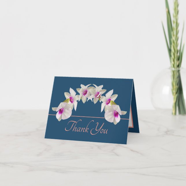 Carte Bouquet d'orchidée rose bleu Merci (Devant)