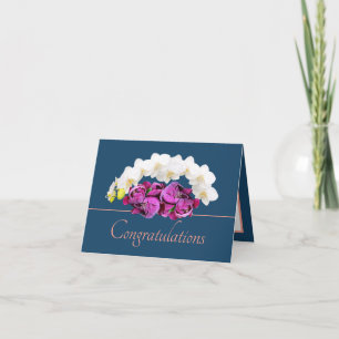 Carte Bouquet d'orchidées et de pivoines bleues Félicita